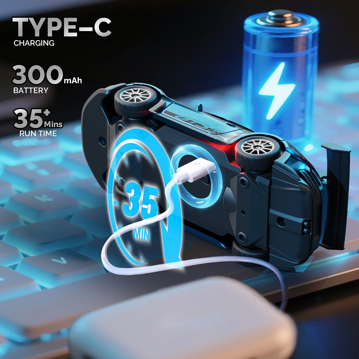 RC Drift Car 4WD 1/43 Scale - Hstar Porsche 911 with Gyro - India - ThrustRC